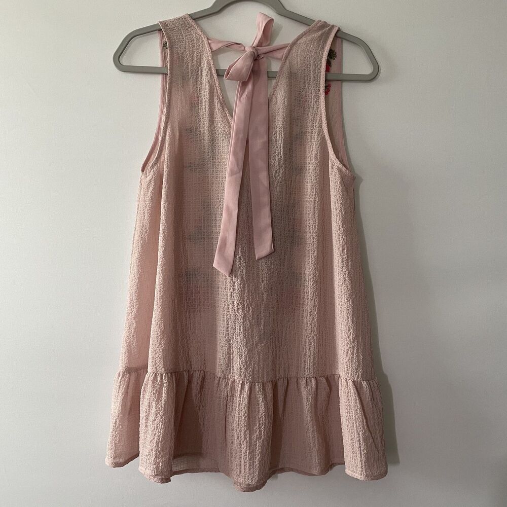 Entro Womens Swing Tank Top Sleeveless Embroidered Floral Pink Size M - Picture 5 of 7